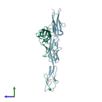 PDB entry 2wim coloured by chain, side view.