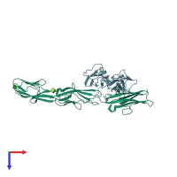 PDB entry 2wim coloured by chain, top view.