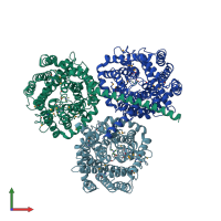 PDB entry 2wit coloured by chain, front view.