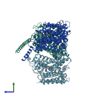 PDB entry 2wit coloured by chain, side view.