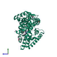 PDB entry 2wiy coloured by chain, side view.