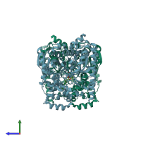 PDB entry 2wj2 coloured by chain, side view.