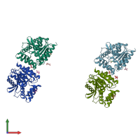 PDB entry 2wj3 coloured by chain, front view.