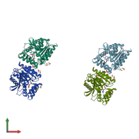 PDB entry 2wj6 coloured by chain, front view.