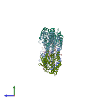PDB entry 2wj6 coloured by chain, side view.