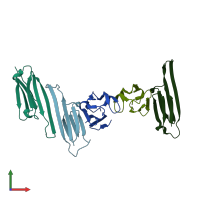 PDB entry 2wj7 coloured by chain, front view.