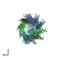 PDB entry 2wj8 coloured by chain, side view.