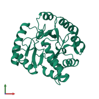 PDB entry 2wje coloured by chain, front view.