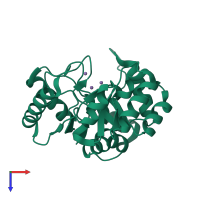PDB entry 2wje coloured by chain, top view.