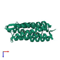 PDB entry 2wjk coloured by chain, top view.