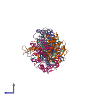 PDB entry 2wjn coloured by chain, side view.