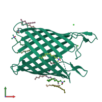 PDB entry 2wjq coloured by chain, front view.