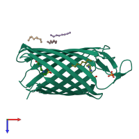 PDB entry 2wjr coloured by chain, top view.