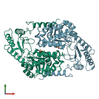 PDB entry 2wk7 coloured by chain, front view.