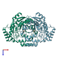 PDB entry 2wk7 coloured by chain, top view.