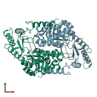 PDB entry 2wka coloured by chain, front view.