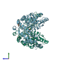 PDB entry 2wka coloured by chain, side view.