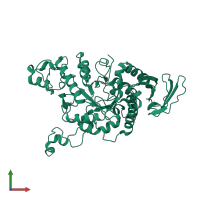 PDB entry 2wkg coloured by chain, front view.