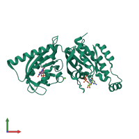 Monomeric assembly 1 of PDB entry 2wkp coloured by chemically distinct molecules, front view.