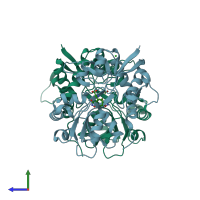 PDB entry 2wky coloured by chain, side view.