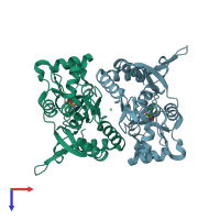 PDB entry 2wky coloured by chain, top view.