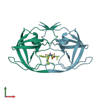 PDB entry 2wl0 coloured by chain, front view.