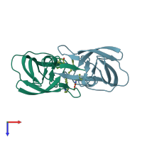 PDB entry 2wl0 coloured by chain, top view.