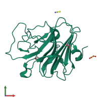 PDB entry 2wl1 coloured by chain, front view.