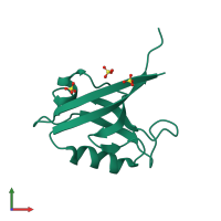 PDB entry 2wl7 coloured by chain, front view.