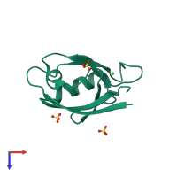 PDB entry 2wl7 coloured by chain, top view.