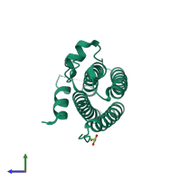 PDB entry 2wla coloured by chain, side view.