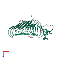 PDB entry 2wlc coloured by chain, top view.
