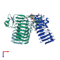 PDB entry 2wle coloured by chain, top view.