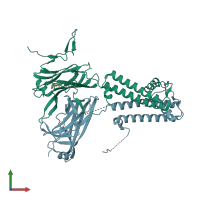 PDB entry 2wlj coloured by chain, front view.