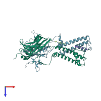 PDB entry 2wlk coloured by chain, top view.