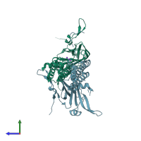 PDB 2wlo coloured by chain and viewed from the side.