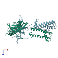 PDB entry 2wlo coloured by chain, top view.