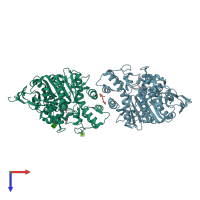 PDB entry 2wls coloured by chain, top view.