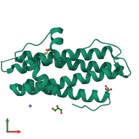 PDB entry 2wlu coloured by chain, front view.