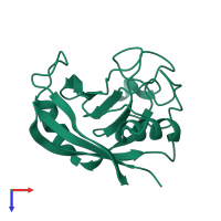 PDB entry 2wlw coloured by chain, top view.