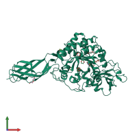 PDB entry 2wly coloured by chain, front view.