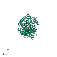 PDB entry 2wly coloured by chain, side view.