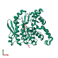 PDB entry 2wm1 coloured by chain, front view.