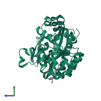 PDB entry 2wm1 coloured by chain, side view.