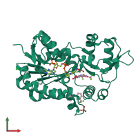 PDB entry 2wm3 coloured by chain, front view.