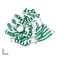 PDB entry 2wmf coloured by chain, front view.