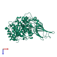 PDB entry 2wmf coloured by chain, top view.