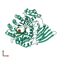 PDB entry 2wmg coloured by chain, front view.