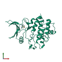 PDB entry 2wmu coloured by chain, front view.