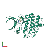 Monomeric assembly 1 of PDB entry 2wmx coloured by chemically distinct molecules, front view.